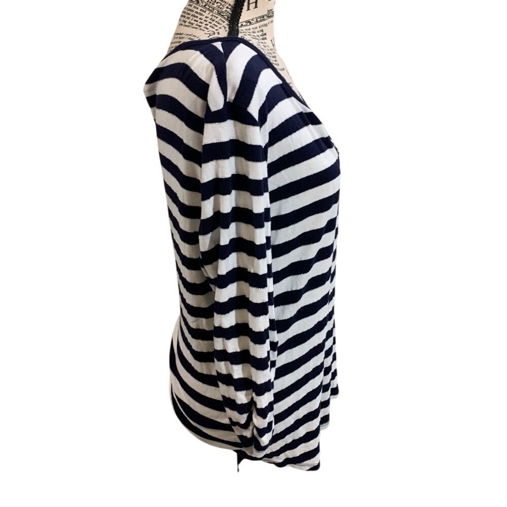 New York & Company Navy and White Striped Top - Picture 2 of 10